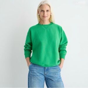 J.Crew Heritage Fleece Oversized Crewneck Bright Green Sweatshirt Size S
